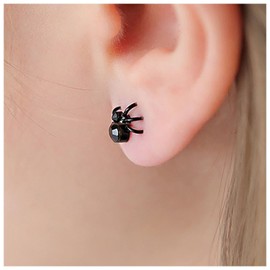 Allereya Vintage Black Spider Earrings Punk Spider Stud Earrings Black Onyx Spider Minimal Earrings Animal Scary Stud Earrings Jewellery for Women and Girls