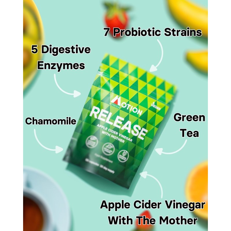 Motion Nutrition Release Apple Cider Chamomile Green Tea Digestive Enzymes