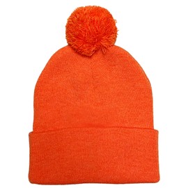 COUVER Unisex Winter Cozy Acrylic Knit Beanie Hat with POM POM, Heather Orange, 12''