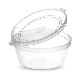 Somwell - 50pcs x 4oz Clear Round Hinged Pots With Lids - Reusable Small Round Takeaway Hinged Containers (50, Clear, 4oz)