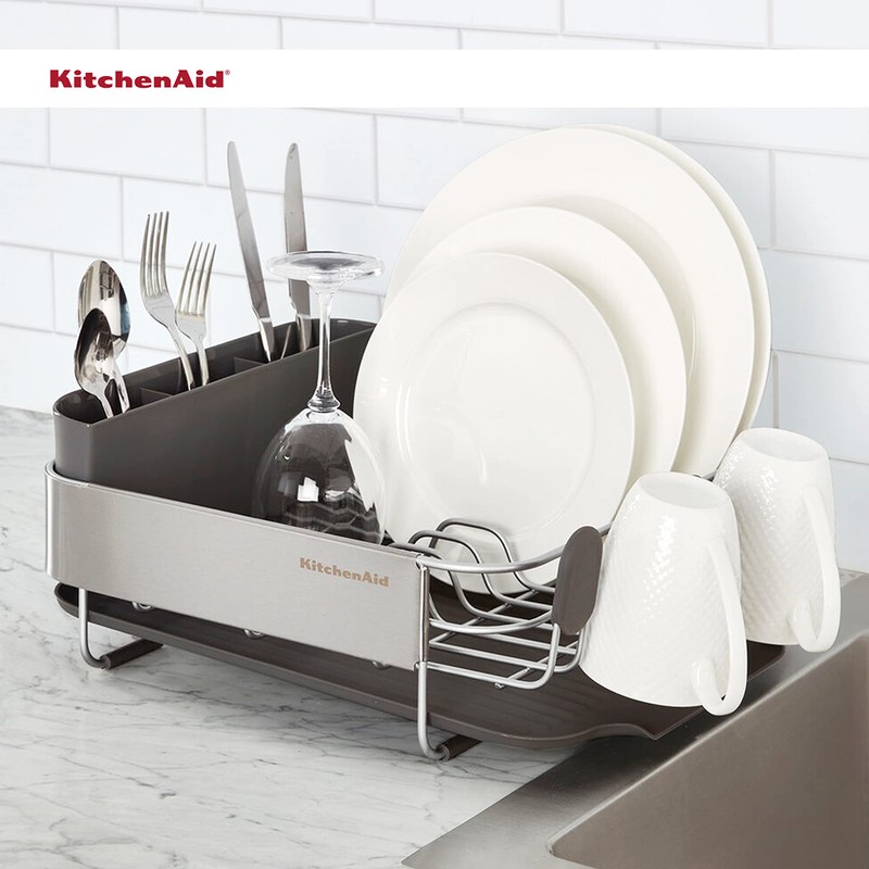 KitchenAid Compact, Space Saving Rust Resistant Dish Rack with Removable