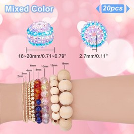 PH PandaHall 20mm Pen Beads 20pcs Resin Rhinestone Beads Chunk Beads Bubblegum Beads Acrylic Focal Beads Large Loose Beads for DIY Pens Wedding Christmas Garland Jewelry Bracelet Bag Keychain Making