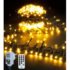 Cluster Christmas Lights Outdoor, 9m 600LEDs Christmas Tree Lights Mains Powered, Fairy Lights with 8 Modes&Timer&4 Brightness Levels&Waterproof with Remote for Garland/Party/Xmas Decorations
