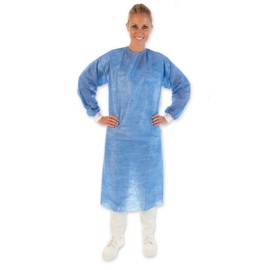FRANZ MENSCH Pack of 50 Sterile Gown SMS, Blue, XL, L: 130 cm, Circumference: 155 cm, Infection Protection Gown, Disposable Gown