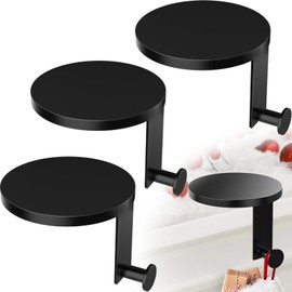 3 Pack Round Christmas Stocking Holders Metal Mantel Stockings Hangers Fireplace Shelf Garland Mantle Grips Set for Xmas Party Decoration (Black, 3)