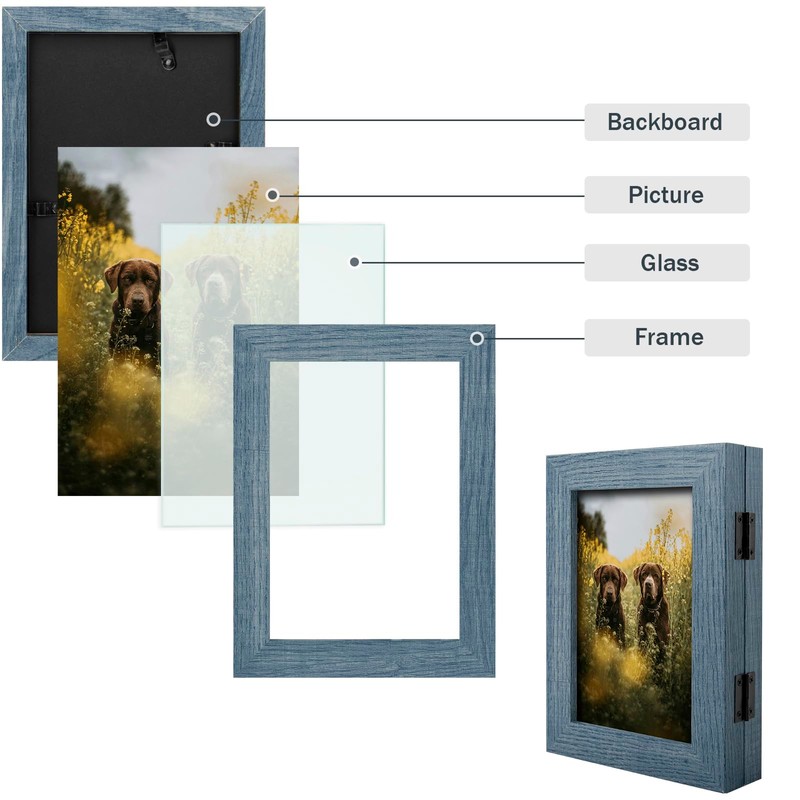 Frametory, 4x6 Double Picture Frame Hinged 2 Photos Frame Collage,