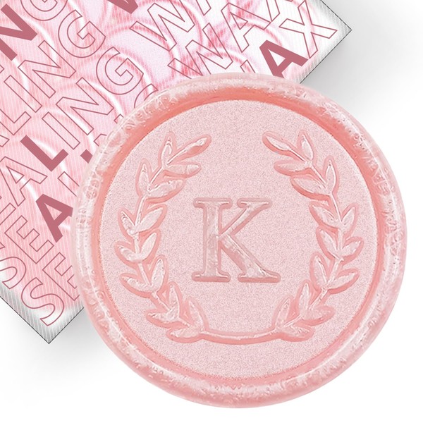50Pcs Pink Letter K Adhesive Wax Seal Stickers, Hand-Made, No