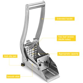 Chip Cutter with 2 Cutting Inserts, Potato Cutter, Vegetable Cutter, Improved Thickened Stainless Steel, Easy to Cut, Practical and Durable