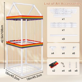 Basumee Stuffed Animals Storage Zoo Kids Plushies Storage Stuffed Animals Holder with Two Rainbow Straps PVC Tube Stuffy Toy Storage Organizer for Girls Boys Nursery Playroom Room Bedrooms, White