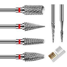 CGBE Brocas Para Uñas: Drill Para Uñas Profesional Accesorios, 6 Brocas De Carburo De Tungsteno Para Uñas, Eliminan Acrílico O Gel Duro De Poligel, Broca Profesional Para Uñas De 3/32"-bien