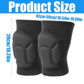 Protective Knee Pads, 1 Pair Thick Sponge Anti-Slip Collision Avoidance Knee Sleeve, Full Black Soft Brace Breathable Sleeve Protective, for Dance Volleyball Football Yoga Tennis, Black, L