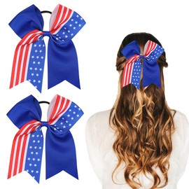 4th of July Hair Ribbon for Girl Women Star Bow Elastic Hair Ties Independent Day Hair Band 4th of July Parade Hair Accessories Stretchy Hair Ropes Hair Loop Ponytail Holders for Thick Hair