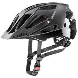 uvex Quatro cc - Safe MTB Helmet for Men and Women - Individual Size Adjustment - Adjustable Visor - All Black Matt - 52-57 cm