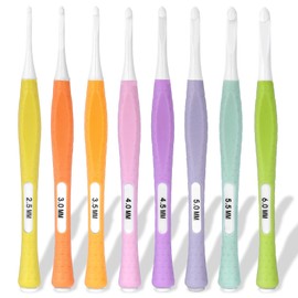 8 Pieces Crochet Hooks, Crochet Hooks Set with Colorful Ergonomic Handles, DIY Knitting Sewing Craft Tools 2.5mm, 3mm, 3.5mm, 4mm, 4.5mm, 5mm, 5.5mm, 6mm for Crochet Lovers