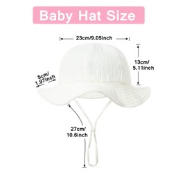 Nishine Baby Sun Hat Beach Sun Protection Girls Fisherman Hat Toddler Bucket Hat, White