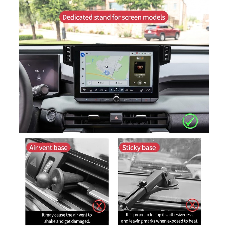 Auto Clamp Car Phone Holder for Toyota RAV4/Hybrid 2026, 10.5"