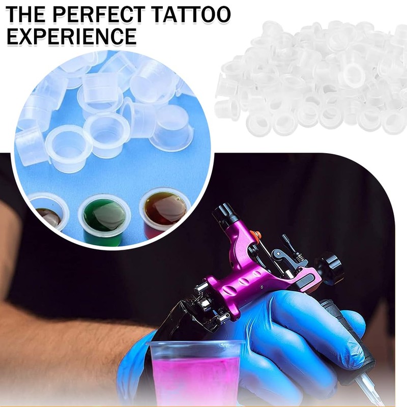 200 Stück Tattoo-Tintenkappen, Tattoo Farbkappen Cups, Einweg Tintenbecher, Kleine Small