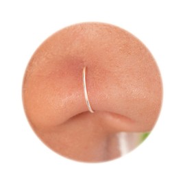 Tiny Silver Nose Ring - Snug Silver Nose Piercing - 925 Silver 7mm Ring - Thin Nose Piercing Hoops