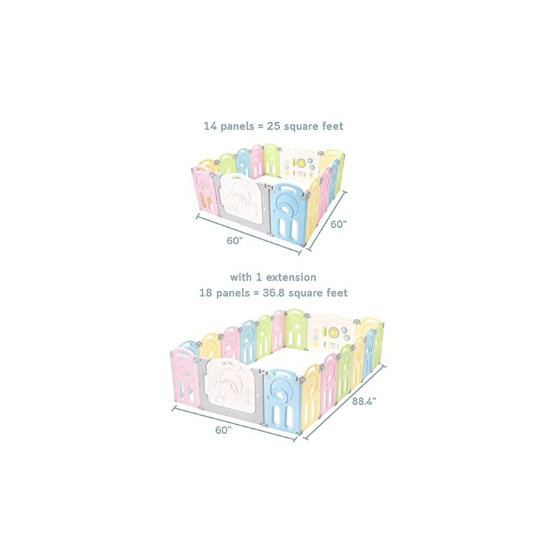 Cloud Castle Foldable Playpen 4-Panel Extension by Fortella (Multicolor)
