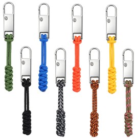 NOVWANG 8 Pack Metal Zipper Pull Replacement Backpack Zipper Pulls with Cords Zipper Pull Tab for Backpacks Luggage Jackets Boots Handbags Suitcase Coat(Silver)