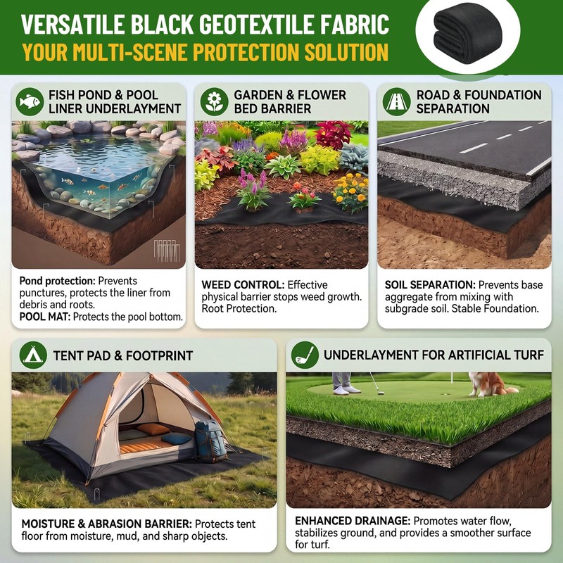 15 x 15 ft Pond Liner Underlayment with 10 U-pins,