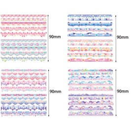 LGEGE 4 Rolls Romantic Decorative Washi Tape Set, 90mm Wide, Colorful Sweety Pattern, Masking Tape Décor for Scrapbook,Bullet Journal,Gift Wrapping (2m)