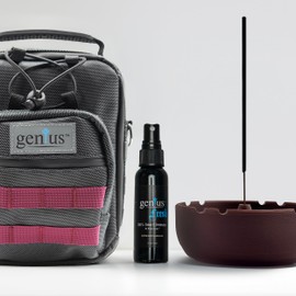 Genius Survival Kit - Scented Voyager: Smell-Proof Backpack, Odor-Eliminating Spray, and Maple Wood-Infused Incense Holder – Water-Resistant, Eco-Friendly, Adjustable Straps