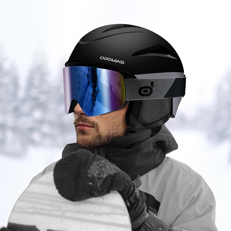 Odoland Ski Helmet, Snowboard Helmet with Ski Goggles for Adults