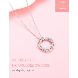 EPVIDO 60th Birthday Gifts for Her Happy 60th Birthday Gifts Ideas 6 Circle Necklace for Women 6 Decades Jewelry Gift for Mom Mother in Law Grandma