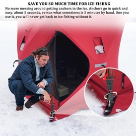 Huntury Ice Anchor Drill Adapter for Set Up Ice Fishing Shelter, Fit 3/8" and 1/2" Chuck Power Drills, Ice Anchor Adapter for Ice Tent, Ice Fishing Accessories, Ice Shelter Accessories