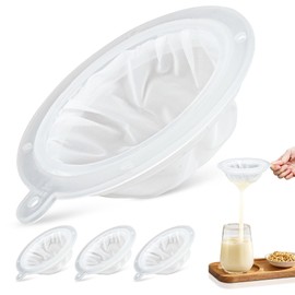4 Pieces 200 Mesh Strainer 75 Micron Nylon Straining for 5 Inch Kitchen Funnels Funnel Filter for Cooking Oil Milk Juice Wine Cheese Whey Grease Coffee grease filter Chia Seeds