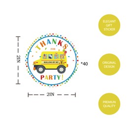 40pcs School Bus Thank You Stickers, Traffic Themed School Bus Thank You Stickers, Back to School Thanks Stickers, School Bus Thank You Stickers for Birthday Thank Party Favors