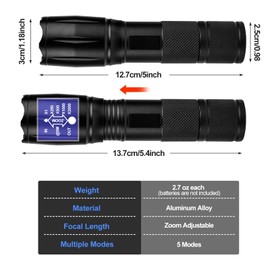 Cviteuook Zoomable LED Flashlights 2Pcs: Small Bright Tactical Torch High Lumens with 5 Modes Outdoor Portable Fishing Hiking Hunting Camping Essentials Gear Night Shift Workers Home Gifts for Men Dad