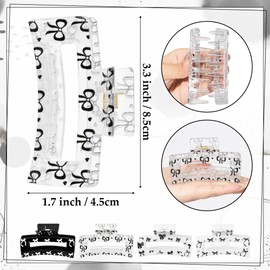 PANTIDE 4Pcs Coquette Black Bow Hair Claw Clips for Women Girl - Cute Bow Preppy Trendy Rectangle Nonslip Banana Hair Clips, Thin Thick Short Long Curly Accessories, Birthday Bachelorette Wedding Gift