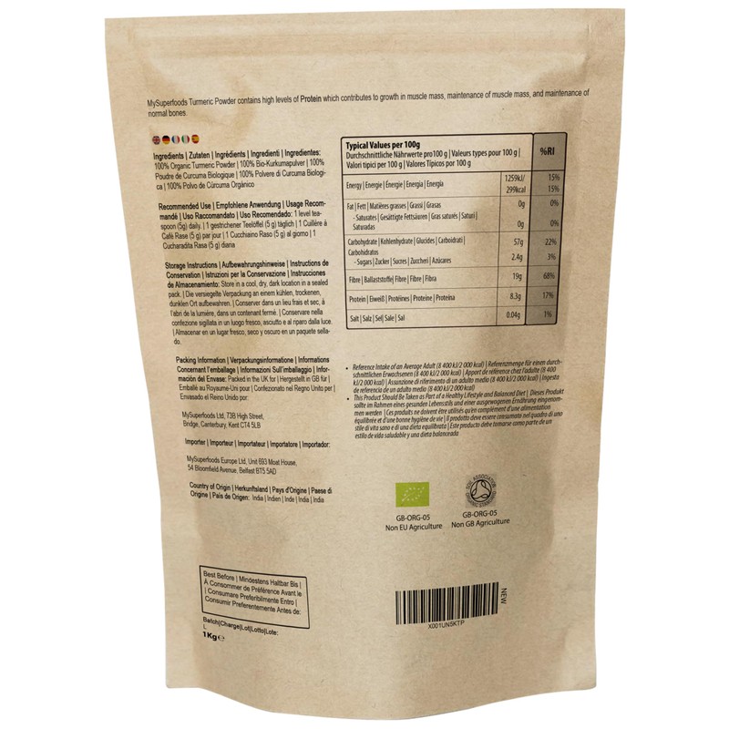 MySuperfoods Organic Turmeric Powder 1kg, Natural Source of Curcumin