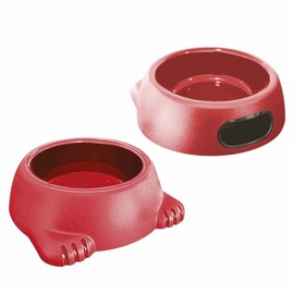 Plastic Dog Bowls Set – Stylish, Durable, and Functional Pet Feeding Bowls for Dogs and Cats -(Pack 2) - (Glamour - RED, Large - 33.8oz)