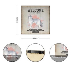 Welcome To My Home Japanese Spitz Dog Wooden Sign Retro Wall Plaque Pet Rules Home Wall Decoration For Bedroom Living Room Home Kitchen Housewarming Gift 12x12in
