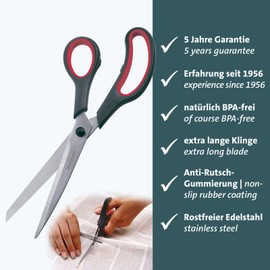 Westmark Paper Scissors 25 cm - Household Scissors Ideal for Cutting Plastic, Paper, Cardboard and More - Stainless Steel, Black, Red