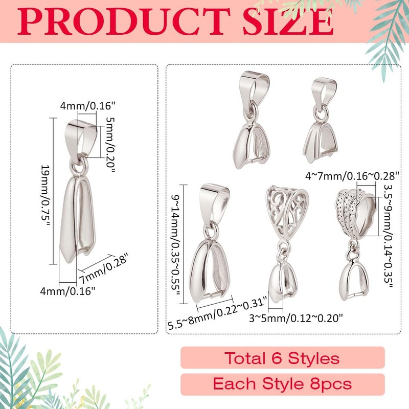 CRAFTYMELODY 48Pcs Pinch Bail Clip Clasp 6 Style Brass Snap