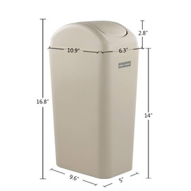 Obstnny Slim Plastic Trash Can for Narrow Spaces at Home or Office, Khaki.