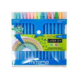 Mitama, Liner 0.4 Pastel Case of 15 - Liner 04 Extra Fine - in Pastel Colours - Ideal for Writing, Colouring, Drawing - School Pencils, Office Pens