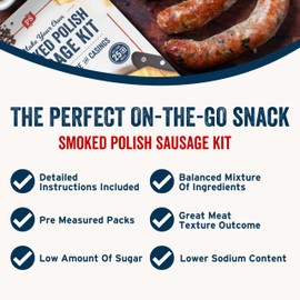 PS Seasoning Smoked Polish Sausage Kit - Includes Seasoning, Casings, and Cure for up to 25lbs of Meat, For Pork, Beef, Deer, Wild Game