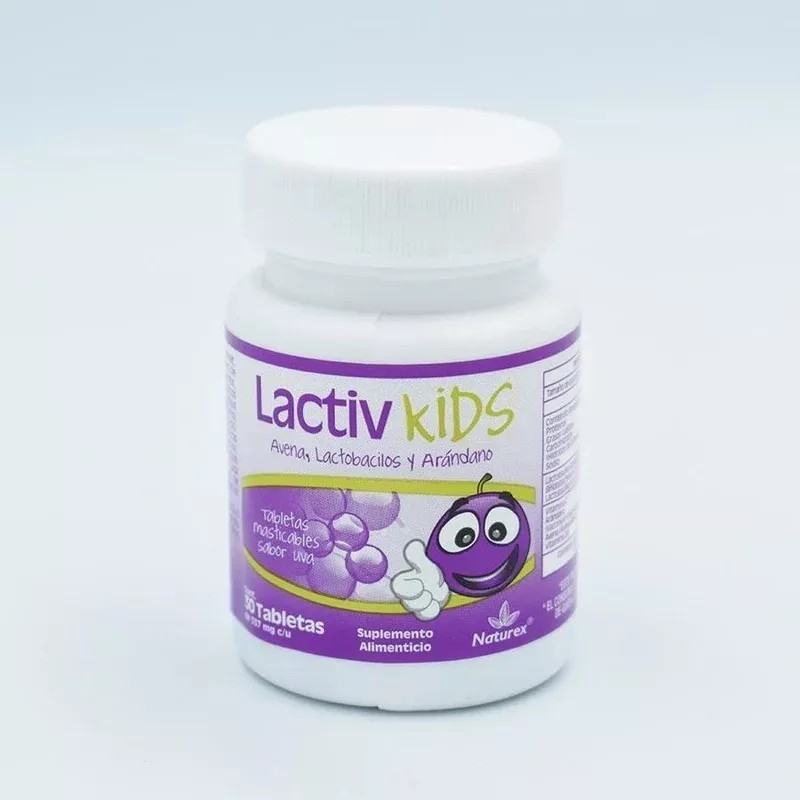 Naturex Lactiv Kids (avena,lactobacilos) 30 Tabs Masticables Naturex Sabor Uva