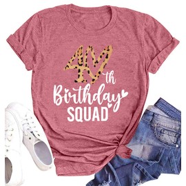 Birthday Shirts for Women 40th Birthday Queen T Shirt 40 Years Old Squad Graphic Shirt Girl Tops Pink