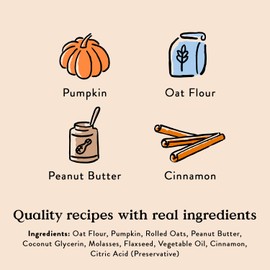 Bocce’s Bakery Pumpk'n Spice Treats for Dogs, Wheat-Free Everyday Dog Treats, Made with Real Ingredients, Baked in The USA, All-Natural Soft & Chewy Cookies, Pumpkin, Peanut Butter, & Cinnamon, 6 oz