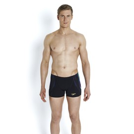 Speedo Men's X Placement Digital V Aquashorts-Black/Fluo Green/Deep Peri, Size 32