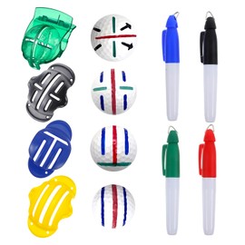 Amzlysdok 8 Pack Golf Ball Line Marker Tool,Golf Ball Stencil Alignment Kit,4 Golf Ball Marker Stencil and 4 Color Golf Ball Markers,Easy Ball ID &Putting Practice(Green,Yellow,Blue,Black)