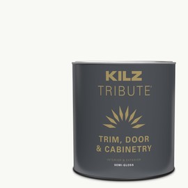 KILZ Tribute Cabinet Paint, Door Paint & Trim Paint, for Interior/Exterior, Semigloss, White Paint, 1 Quart