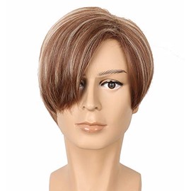 Yuehong - Peluca de pelo corto y liso, color marrón