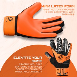 SPORIA Youth Goalie Gloves (Orange, 7)